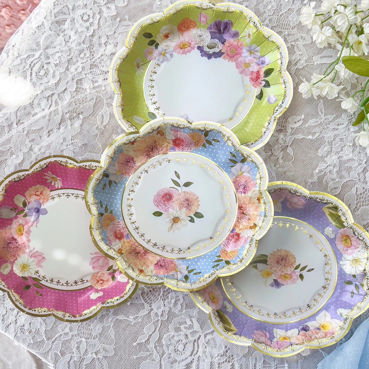 Floral Tea Party Assorted Dessert Plates 16ct  Tea Party