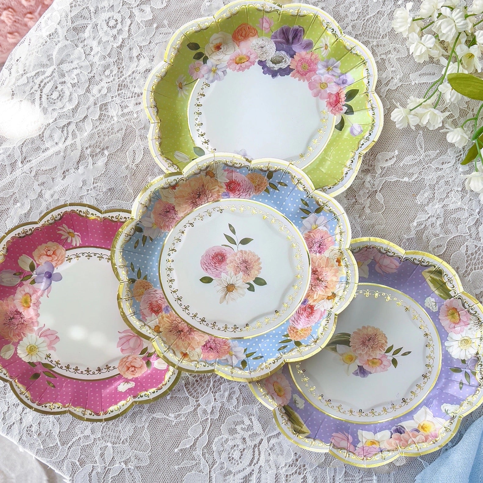 Floral Tea Party Assorted Dessert Plates 16ct | The Party Darling