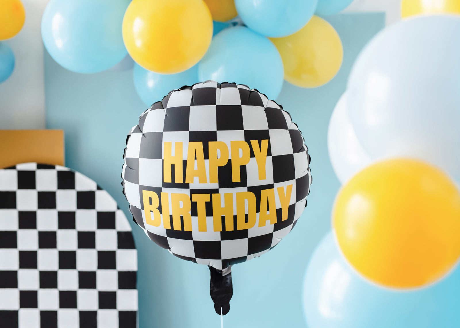 Checkered Flag Happy Birthday Foil Balloon 14in | The Party Darling