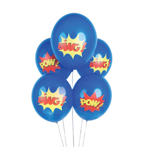 Comic Superhero Latex Balloons 5ct | The Party Darling