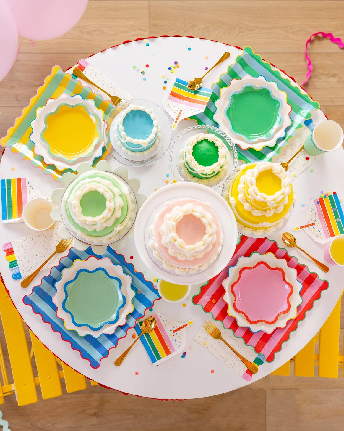Colorful birthday party plates