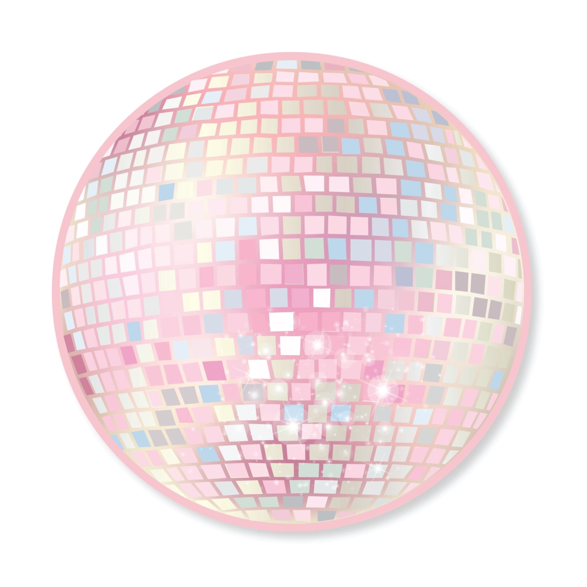 Pink disco ball dessert plates with mosaic square pattern