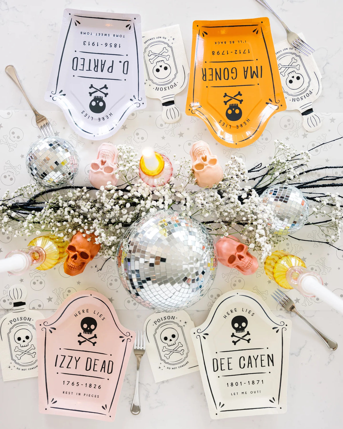 Disco Halloween Tombstone Plates