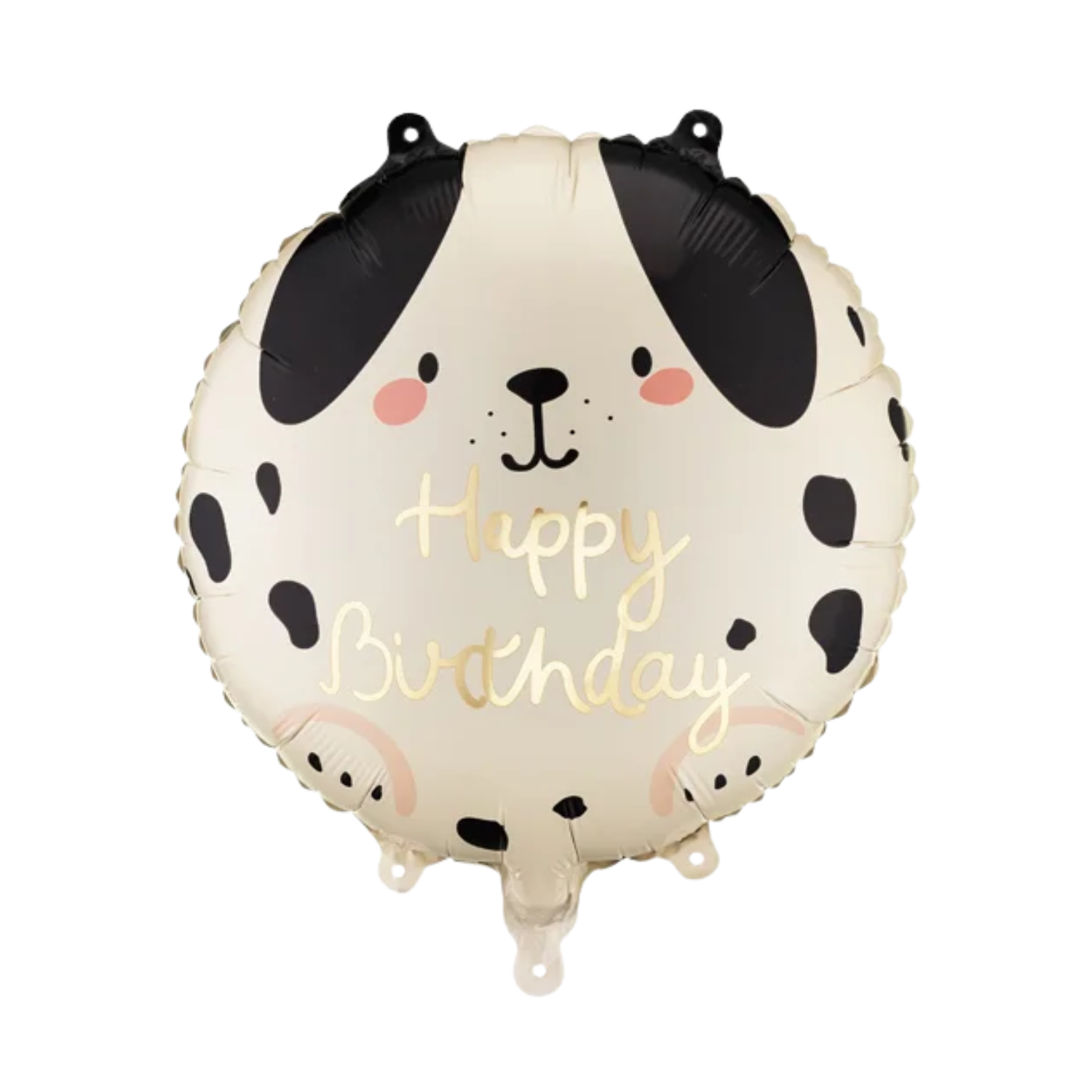 Round dog happy birthday foil balloon with spotted puppy