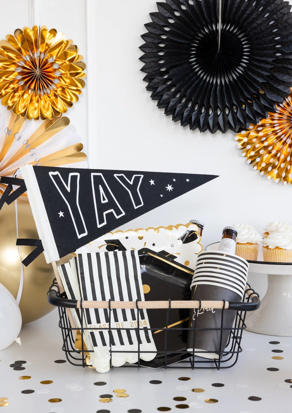 YAY Felt Pennant Flag In Basket