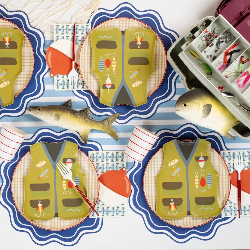 Fishing-themed paper dessert napkin