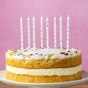 Floral Birthday Candles 16ct on cake