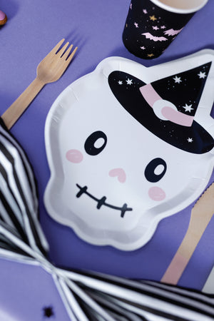 Spooky Cute Halloween Witch Skull Plates