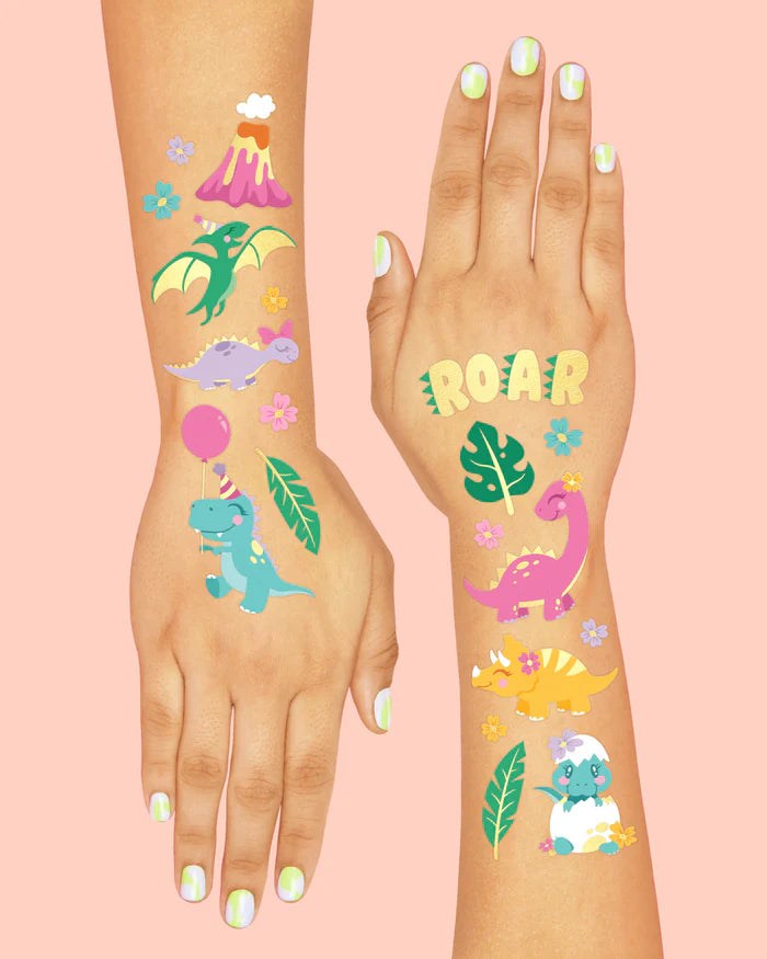 Girl Dinosaur Temporary Tattoo Sheets 2ct | The Party Darling