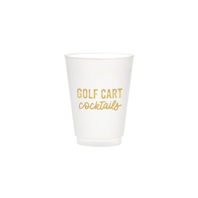 White Golf Cart Cocktails Frosted Plastic Cups 6ct