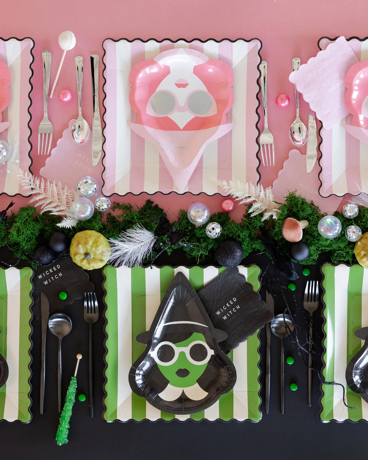 good witch and bad witch wicked halloween party plates
