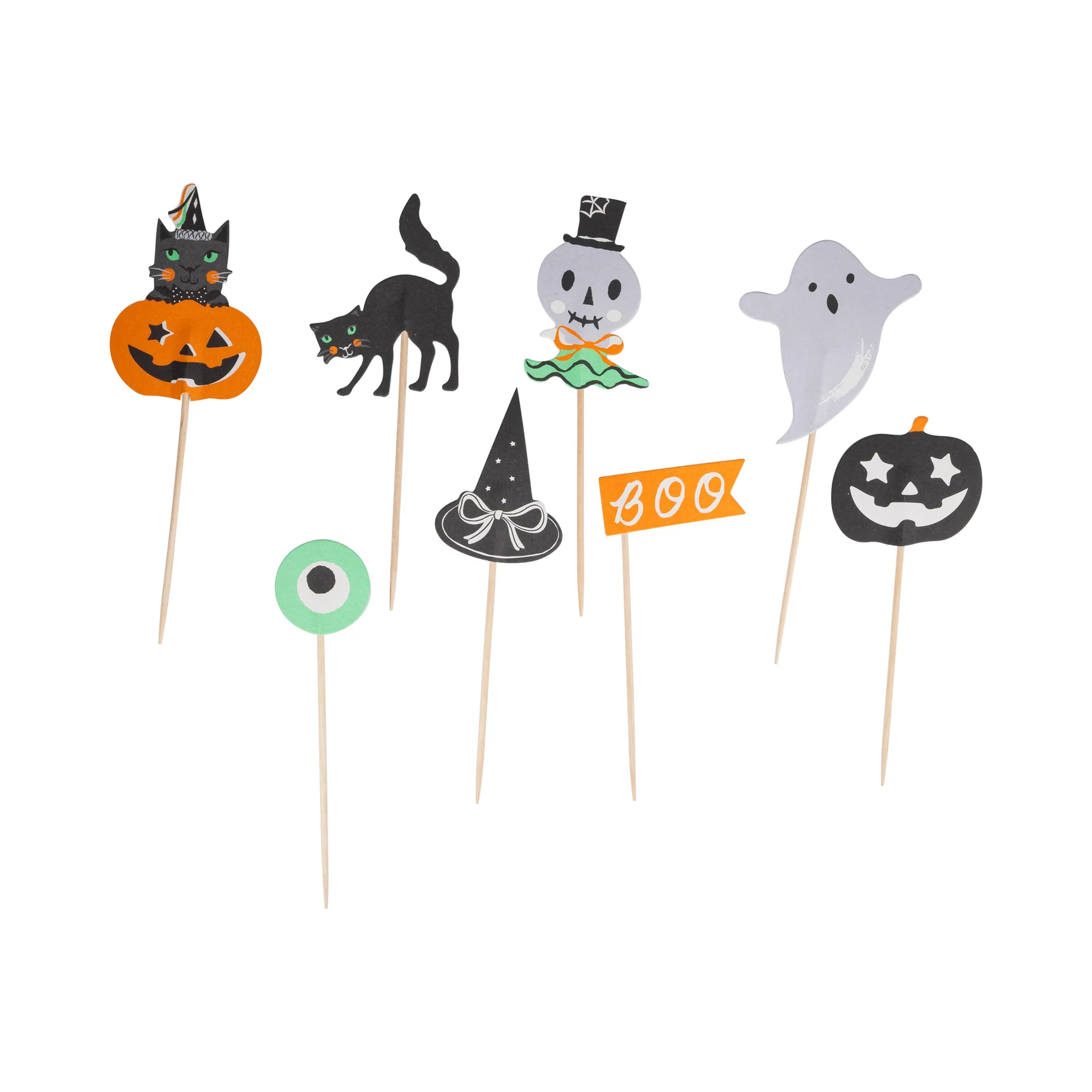Trick or Treat Halloween Cupcake Toppers with wooden picks | The Party Darling