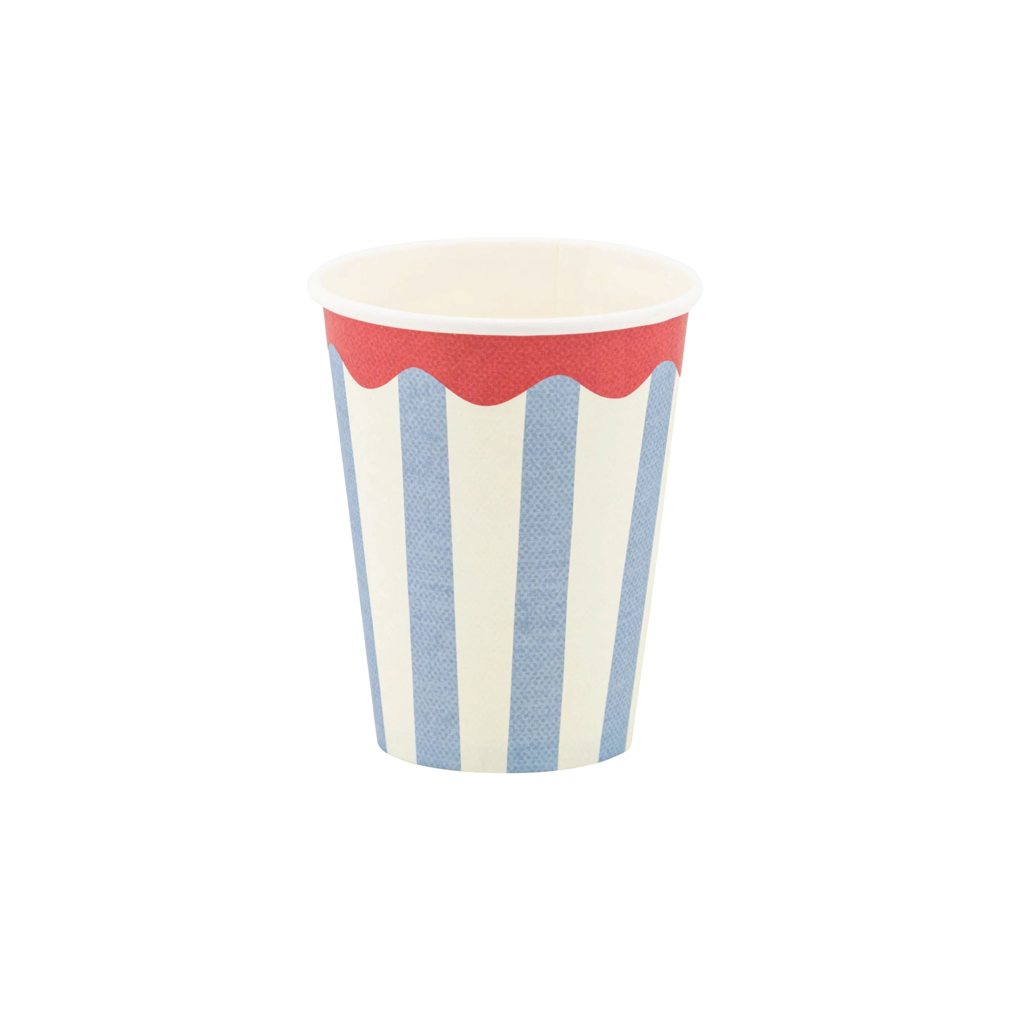 Hamptons Stripes & Scalloped Paper Cups 8ct | The Party Darling
