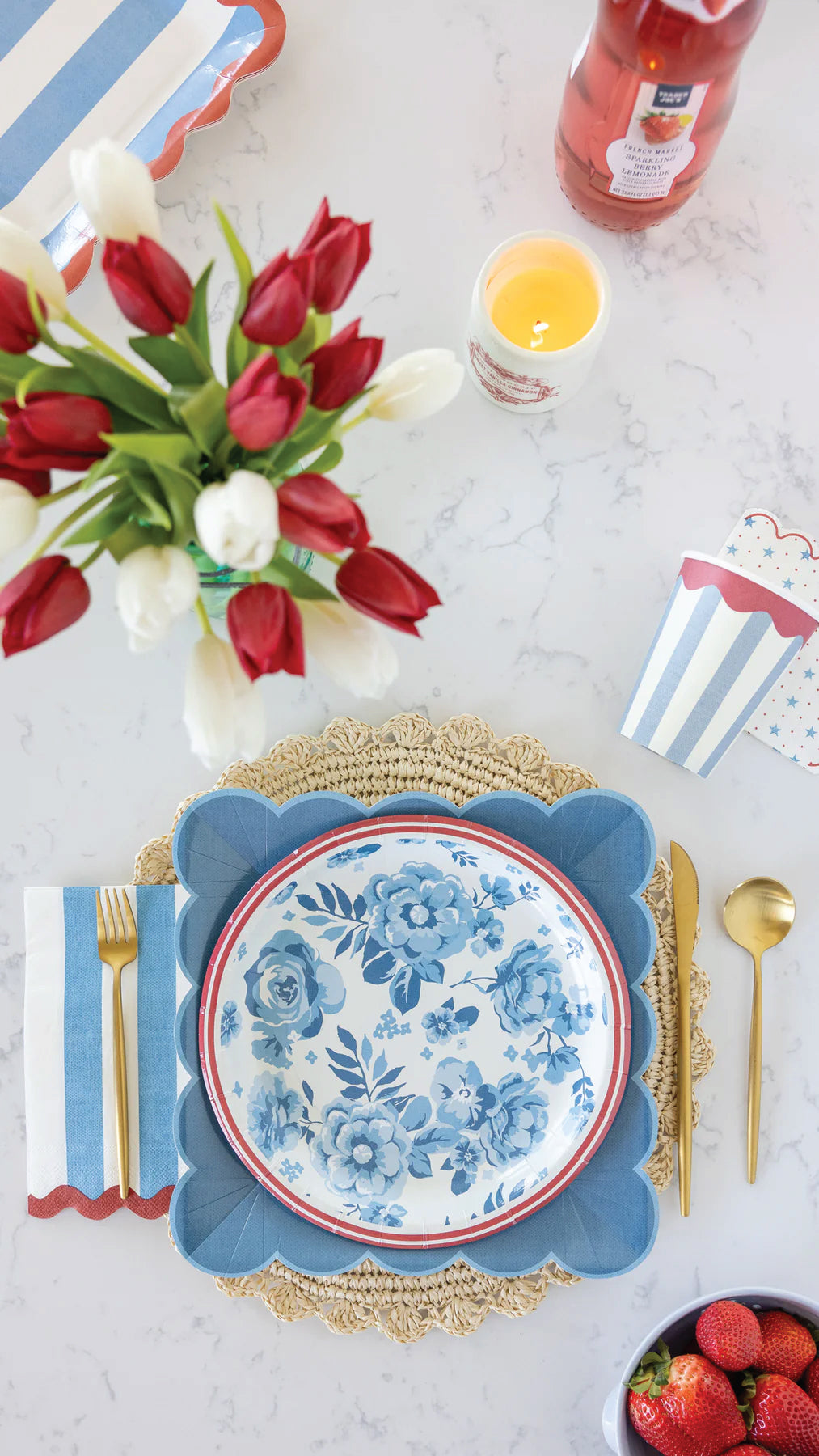 Hamptons Blue Floral Plate Setting by My Mind's Eye