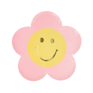 Happy Face Flower Dessert Plates 8ct | The Party Darling