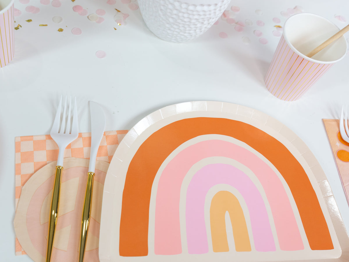 Peach & Cream Checkered Dessert Napkins 20ct | The Party Darling