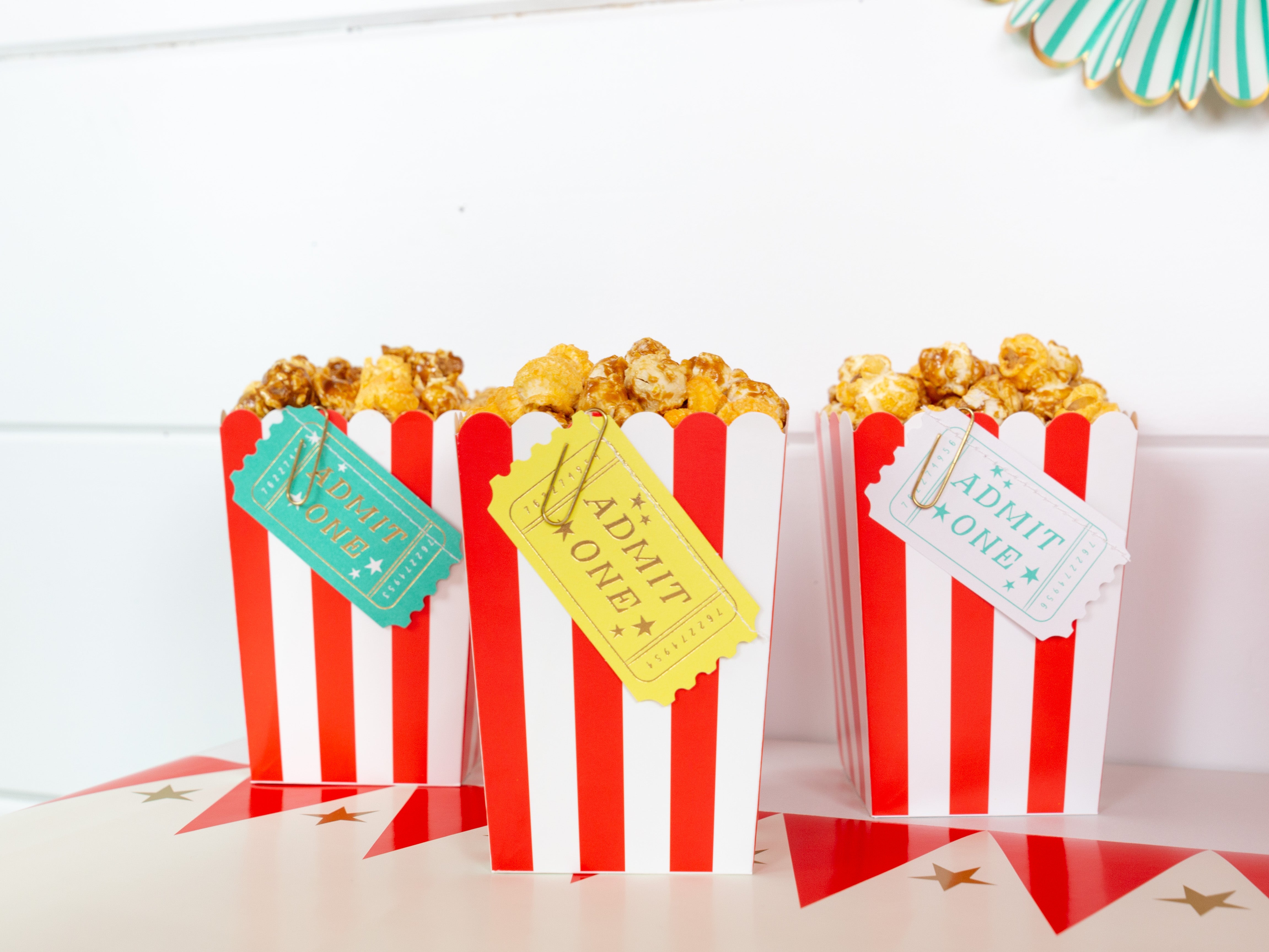 Red Striped Popcorn Boxes 6ct | The Party Darling