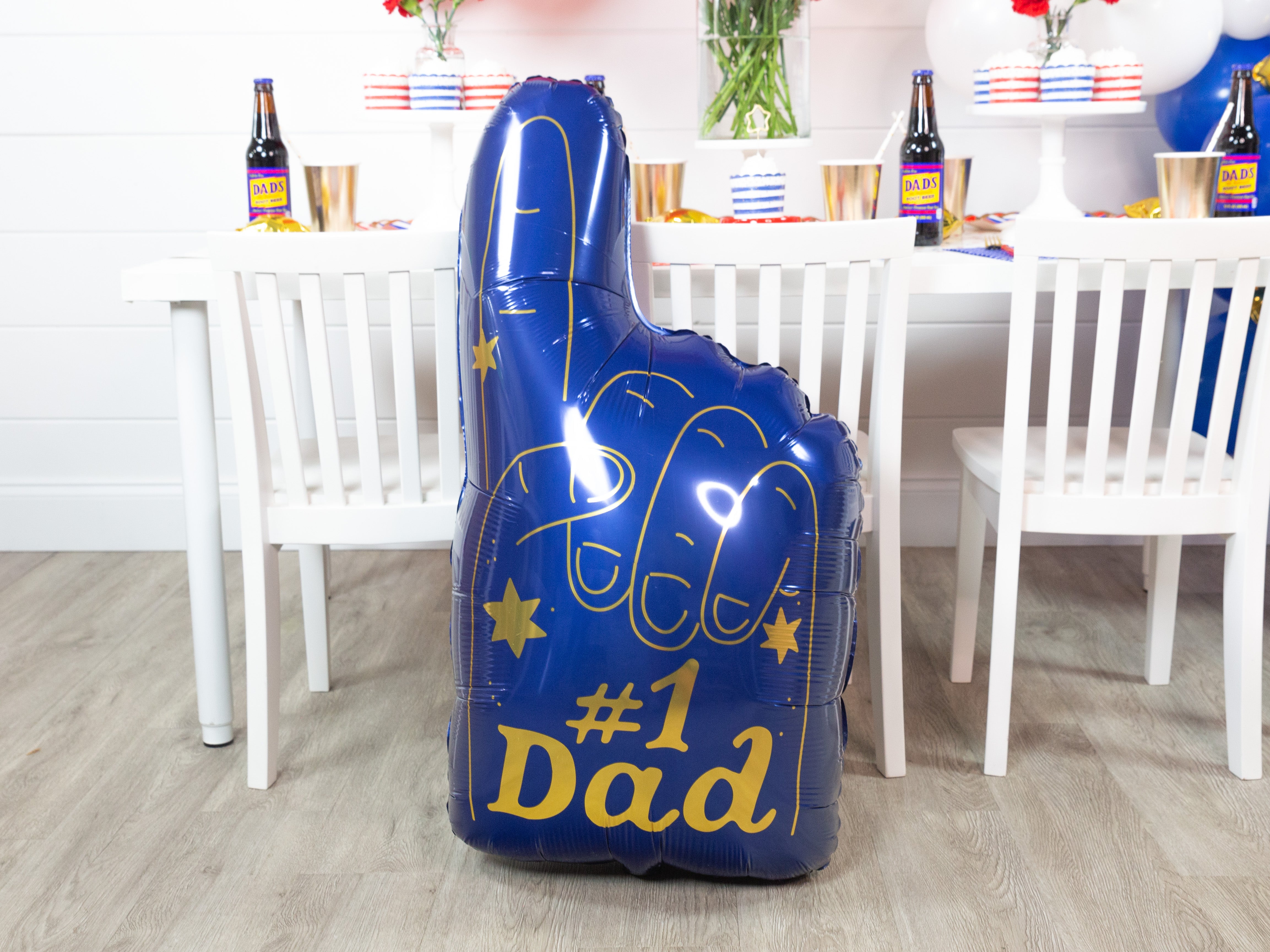 #1 Dad Blue Foam Finger Foil Balloon 34in | The Party Darling
