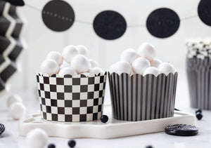 Jumbo Black Checkered & Striped Treat Cups 40ct | The Party Darling