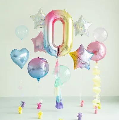 34" Pastel Rainbow Number Balloon 0-9