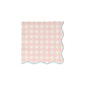 Pastel Pink Gingham Scalloped Dessert Napkins | The Party Darling