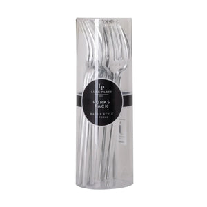 Modern Silver Plastic Forks 20ct | The Party Darling
