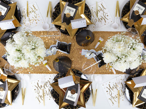 Black & Gold Geometric Pattern Plastic Dinner Plates 10ct