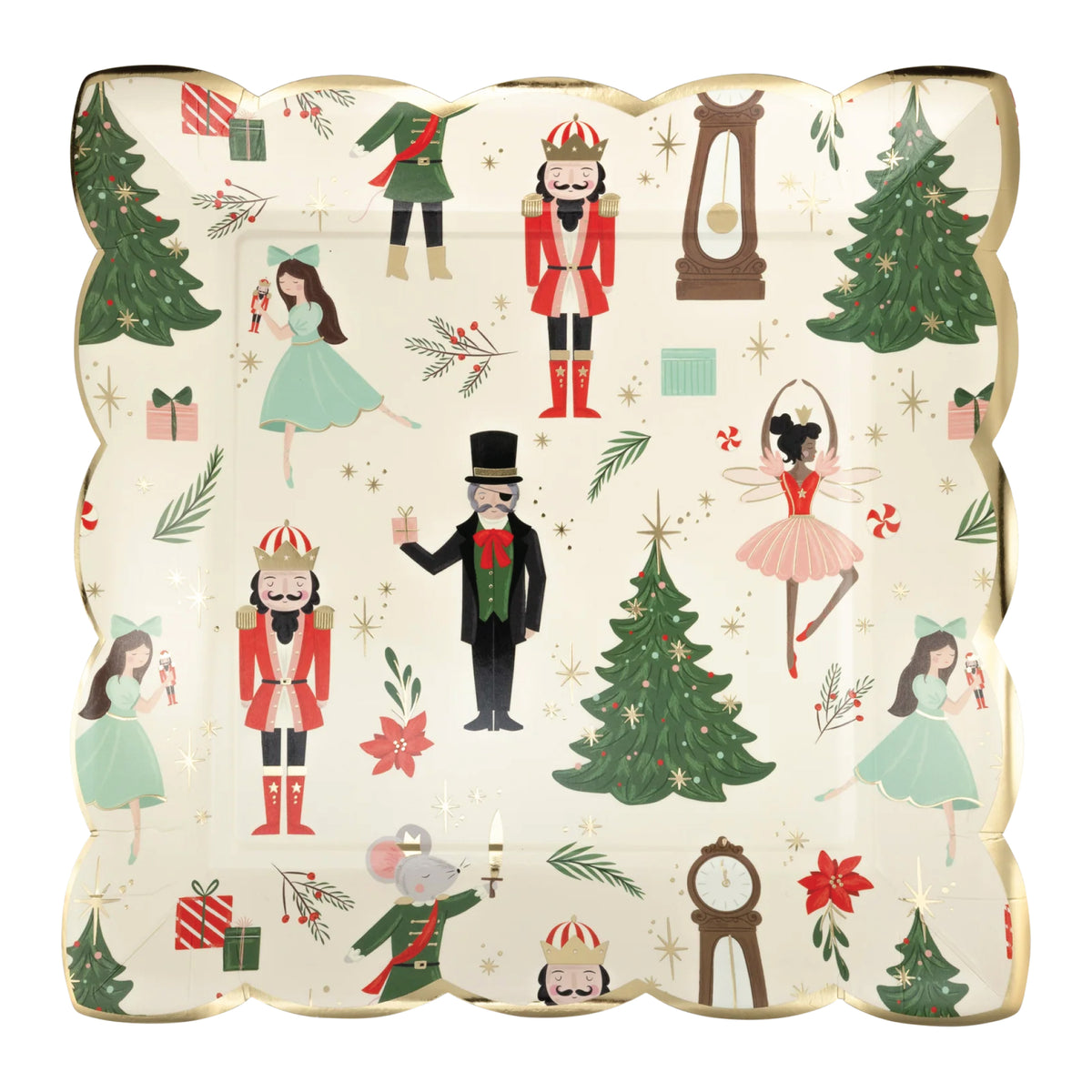 Nutcracker Pattern Square Dinner Plates | The Party Darling
