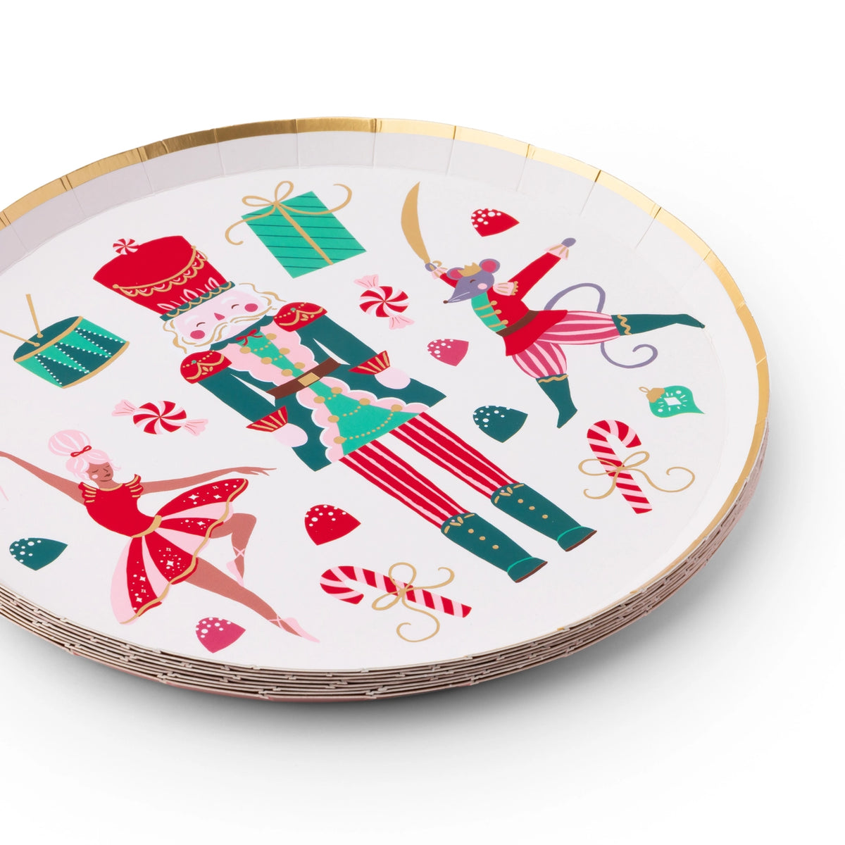Whimsical Nutcracker Dessert Plates 8ct Stacked