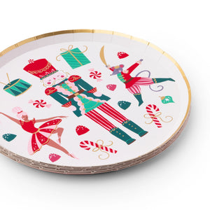 Whimsical Nutcracker Dessert Plates 8ct Stacked