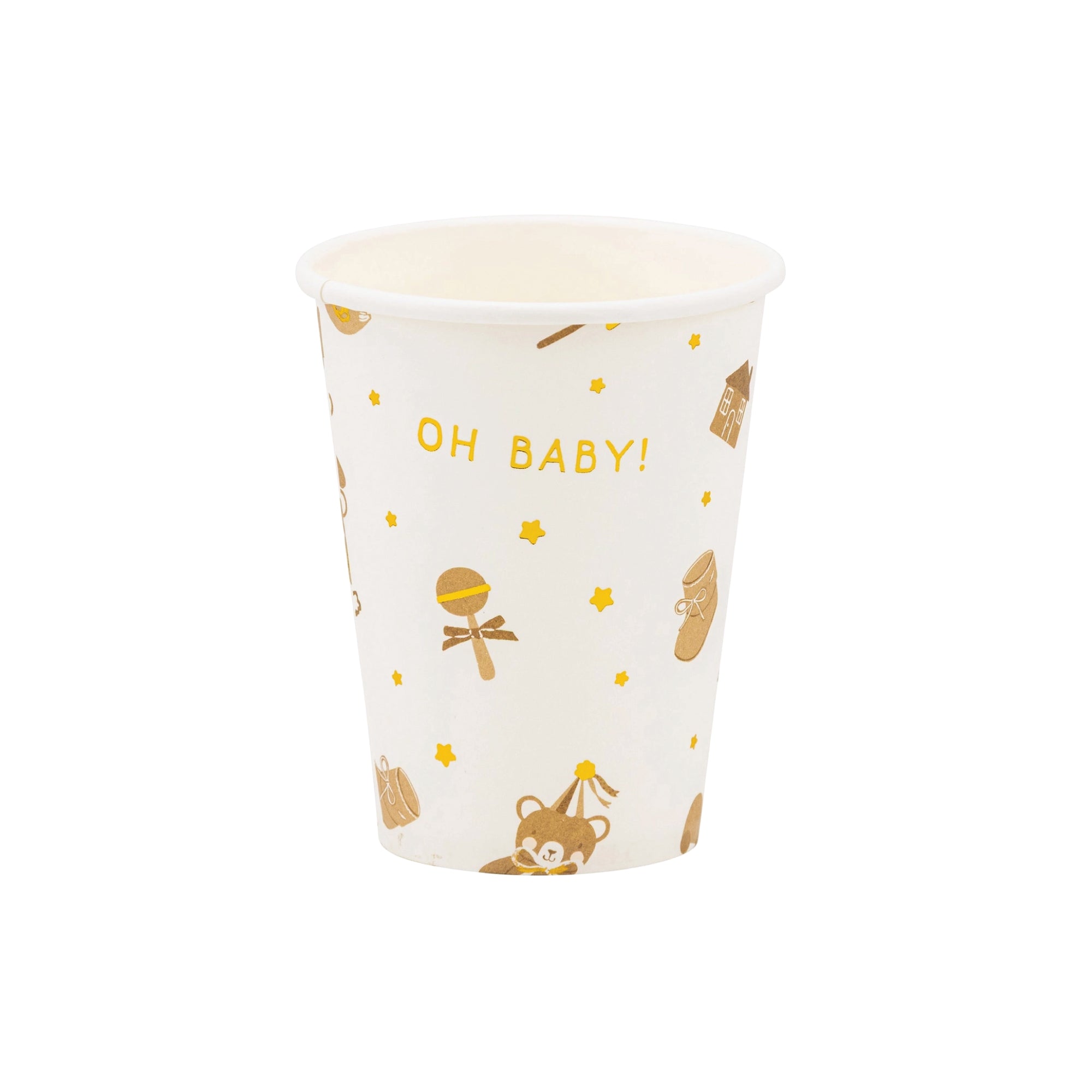 Teddy bear baby shower cup with gold foil