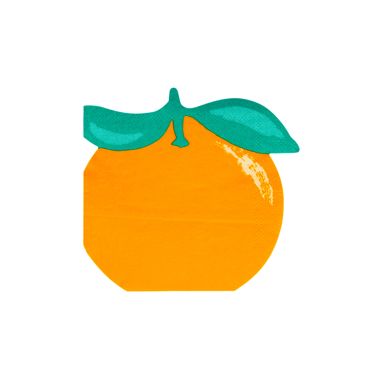 Orange shaped paper dessert napkins with green leaf detail