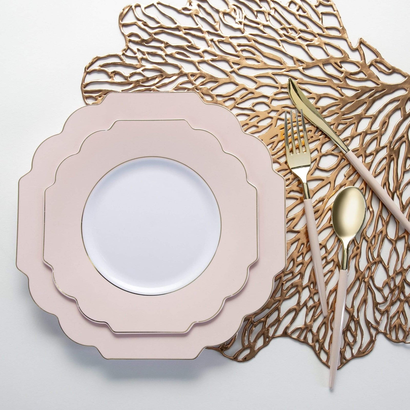 Blush Pink Scalloped Plastic Dessert Plates 10ct | The Party Darling