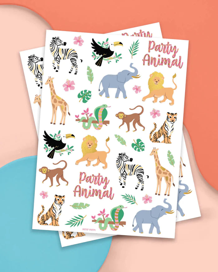 Safari Party Animals Temporary Tattoo Sheets 2ct | The Party Darling