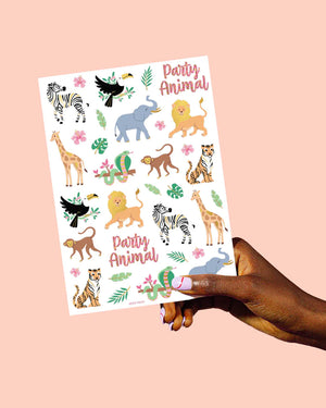 Safari Party Animals Temporary Tattoo Sheets 2ct | The Party Darling