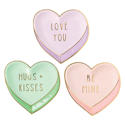 Pastel Candy Heart Lunch Plates 9ct