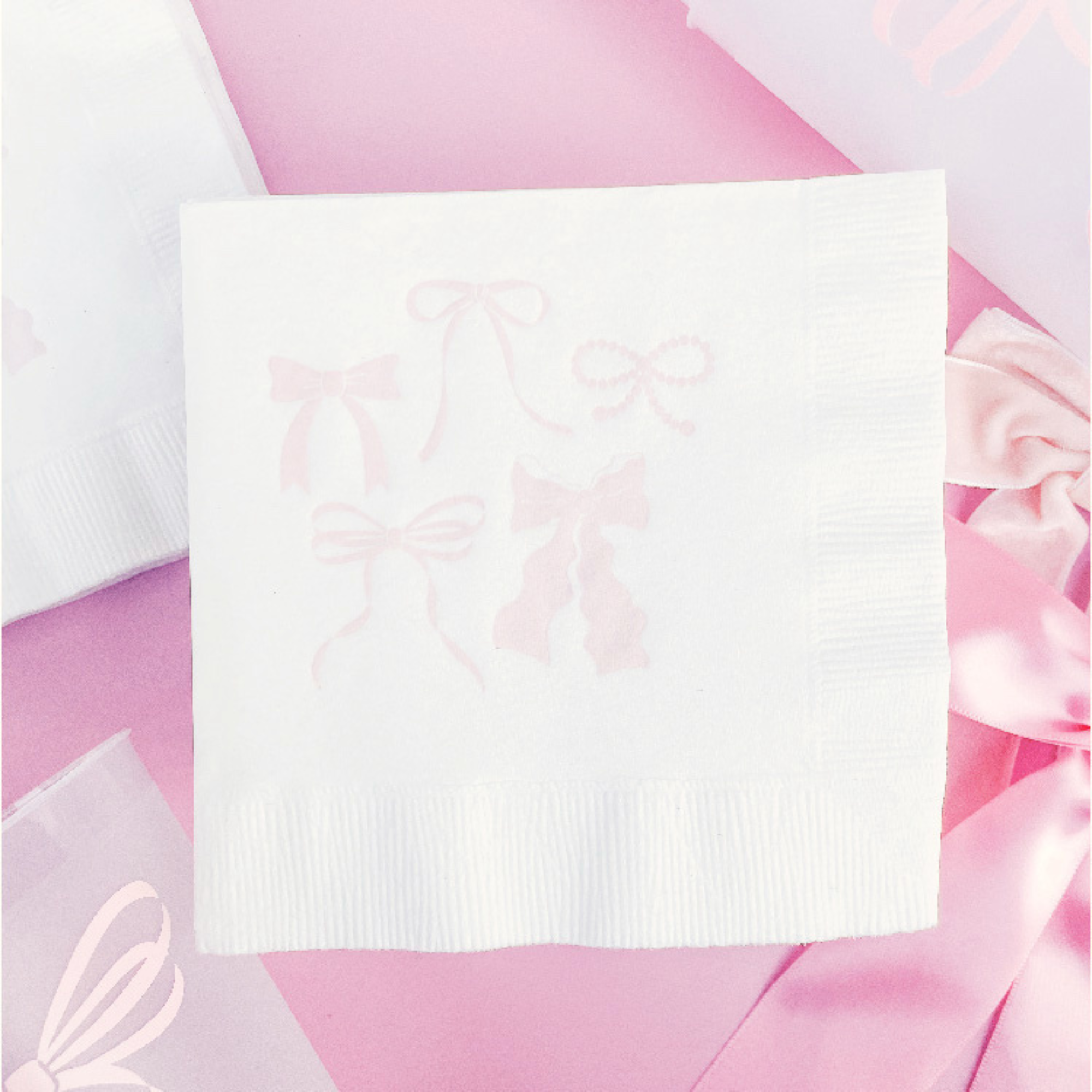 Pink Bows Dessert Napkins 20ct | The Party Darling
