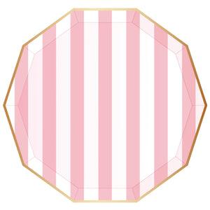Light Pink Cabana Striped Dinner Plates 8ct | The Party Darling