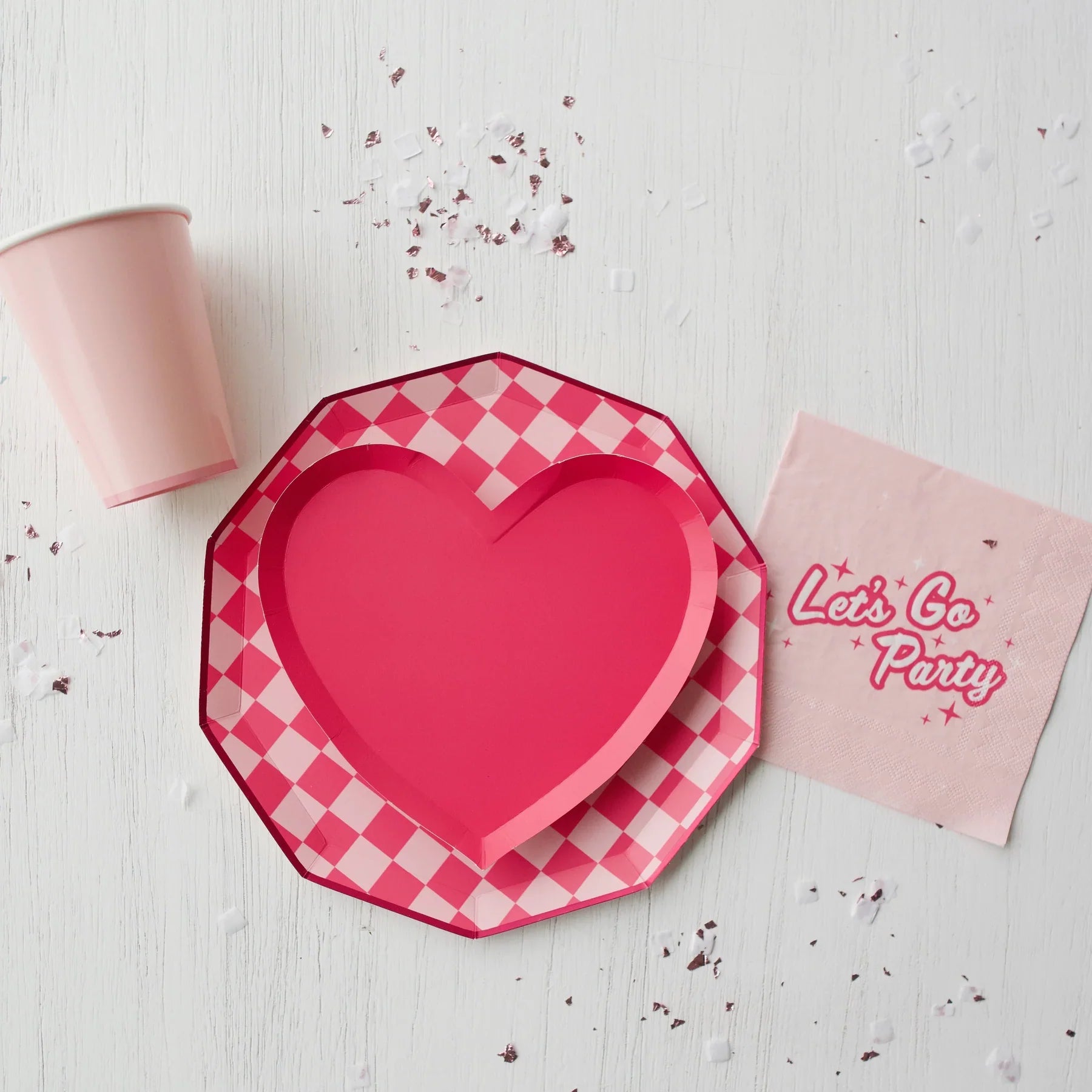 Pink Checkered Party Supplies by Bonjour Fete