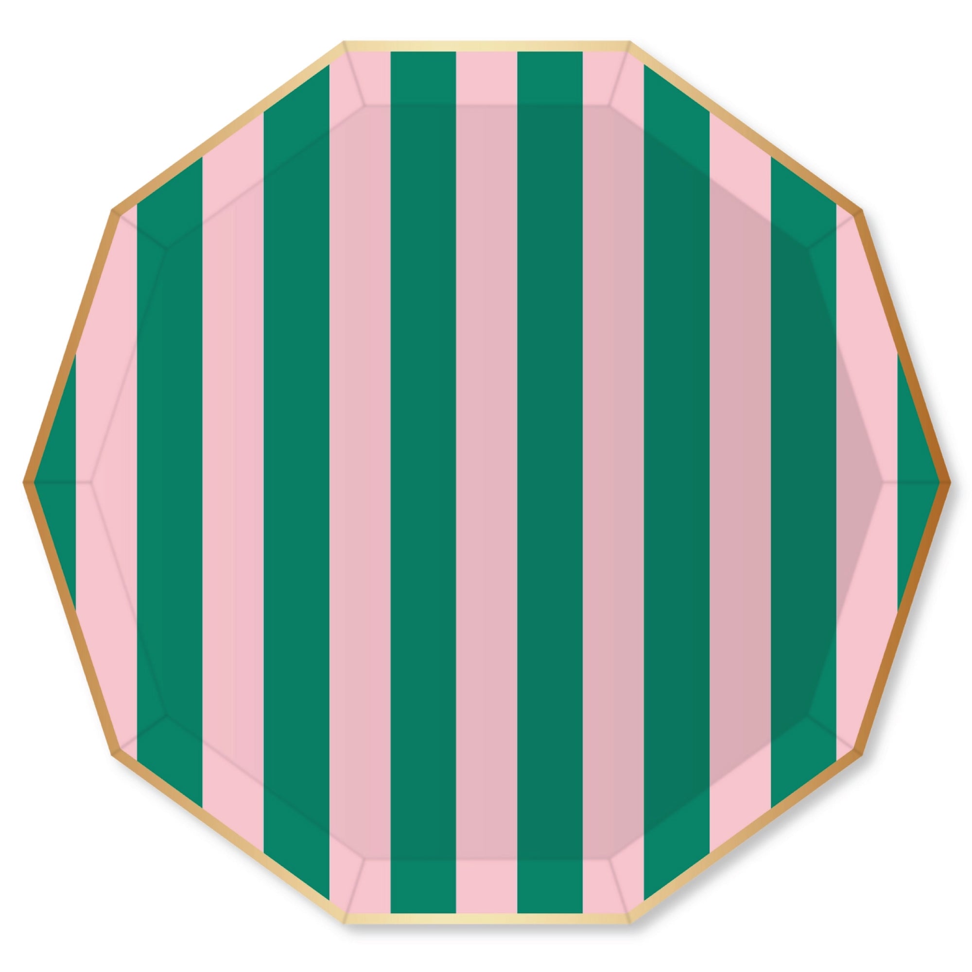 Pink & Green Cabana Striped Dinner Plates 8ct | The Party Darling