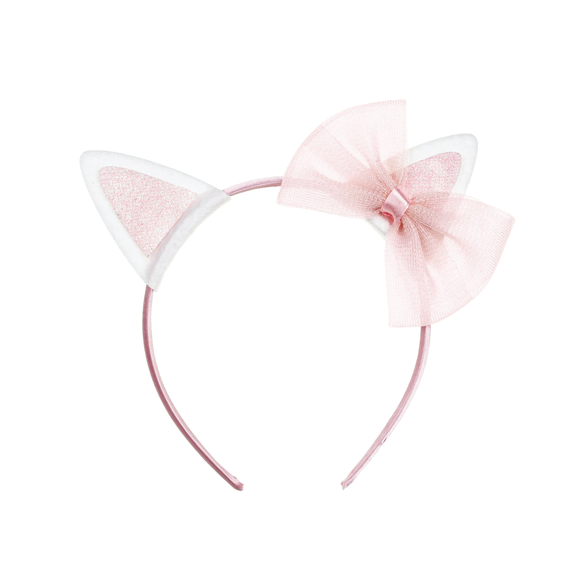 Pink and White Cat Ear Headband Pink Cat Ears and Tail Set – neko.to.mori main image 3