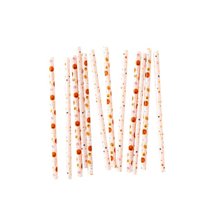 Pink Halloween & Jack O'Lantern Plastic Straws 12ct | The Party Darling