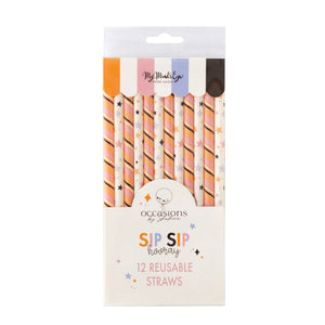 Spooky Cute Stars & Stripes Plastic Straws 12ct | The Party Darling