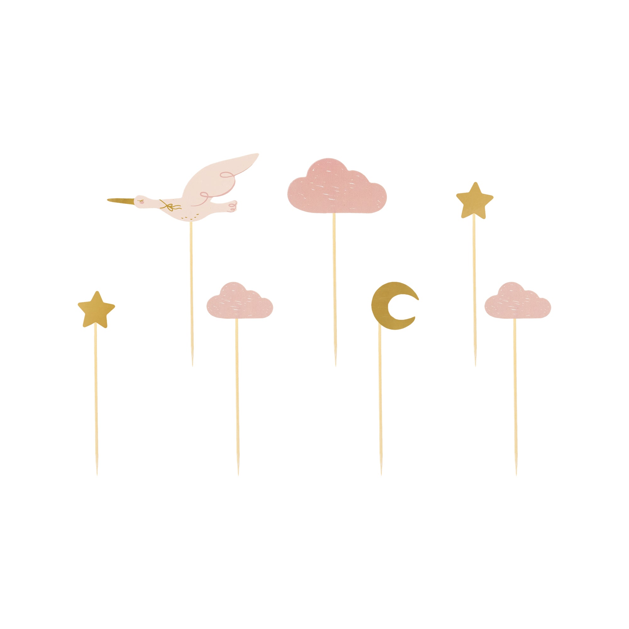 Pink Stork Cake Toppers 7ct | The Party Darling