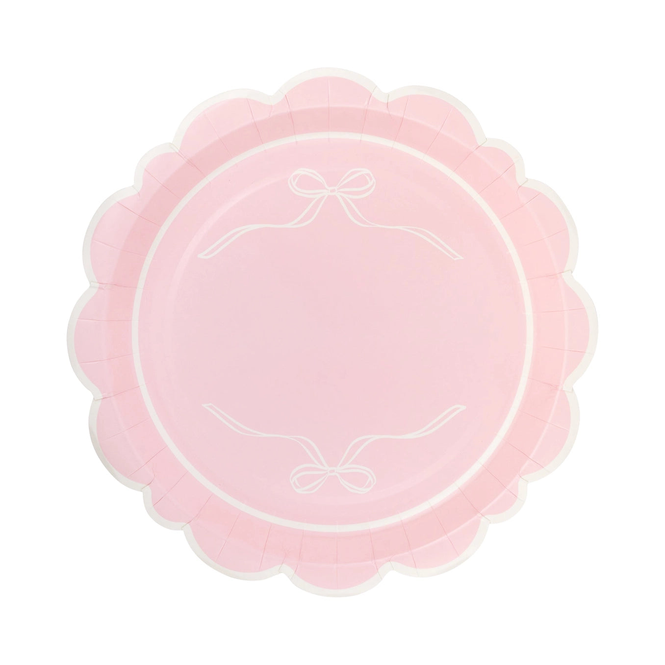 Scalloped pink bow party plates