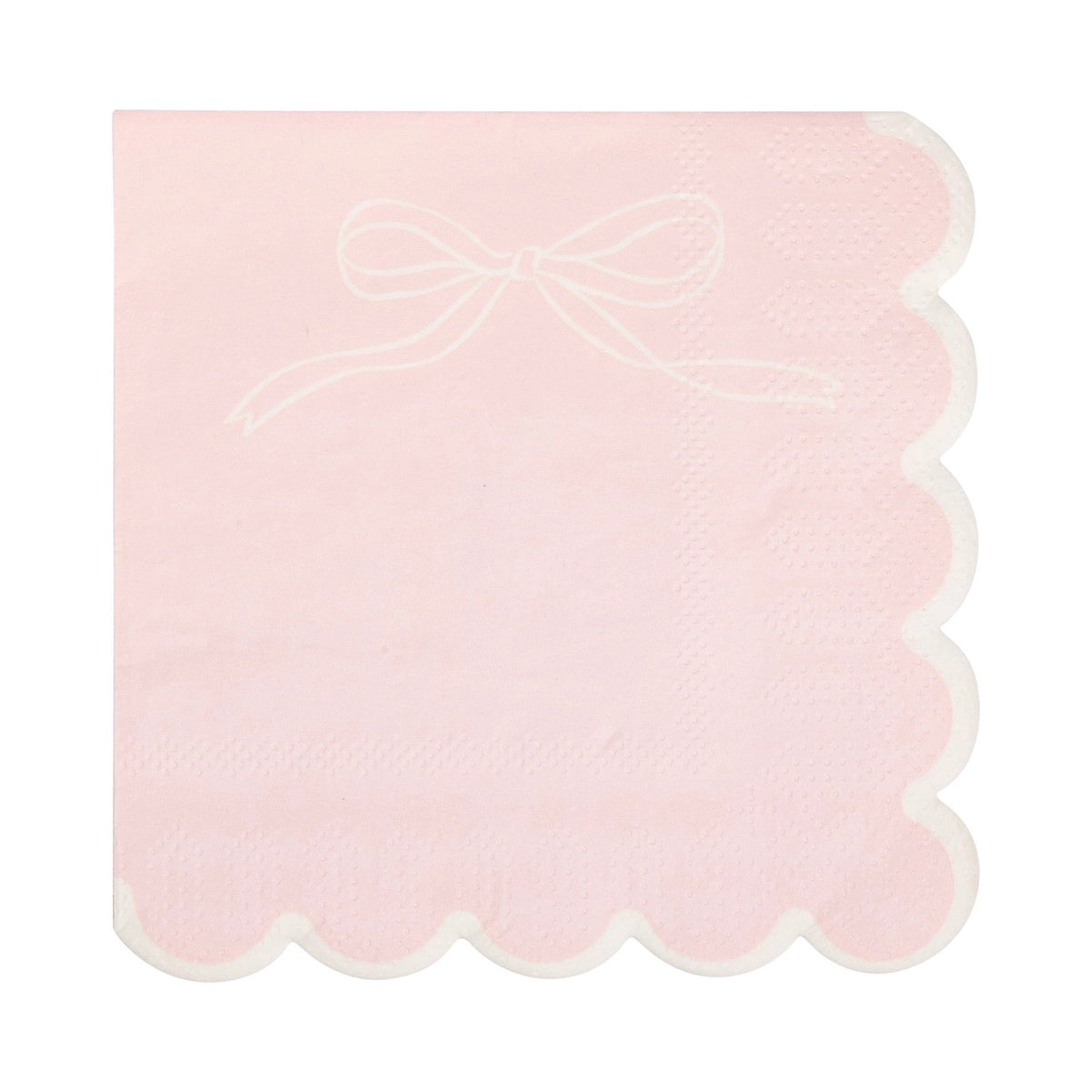 Scalloped pink and white bow napkins