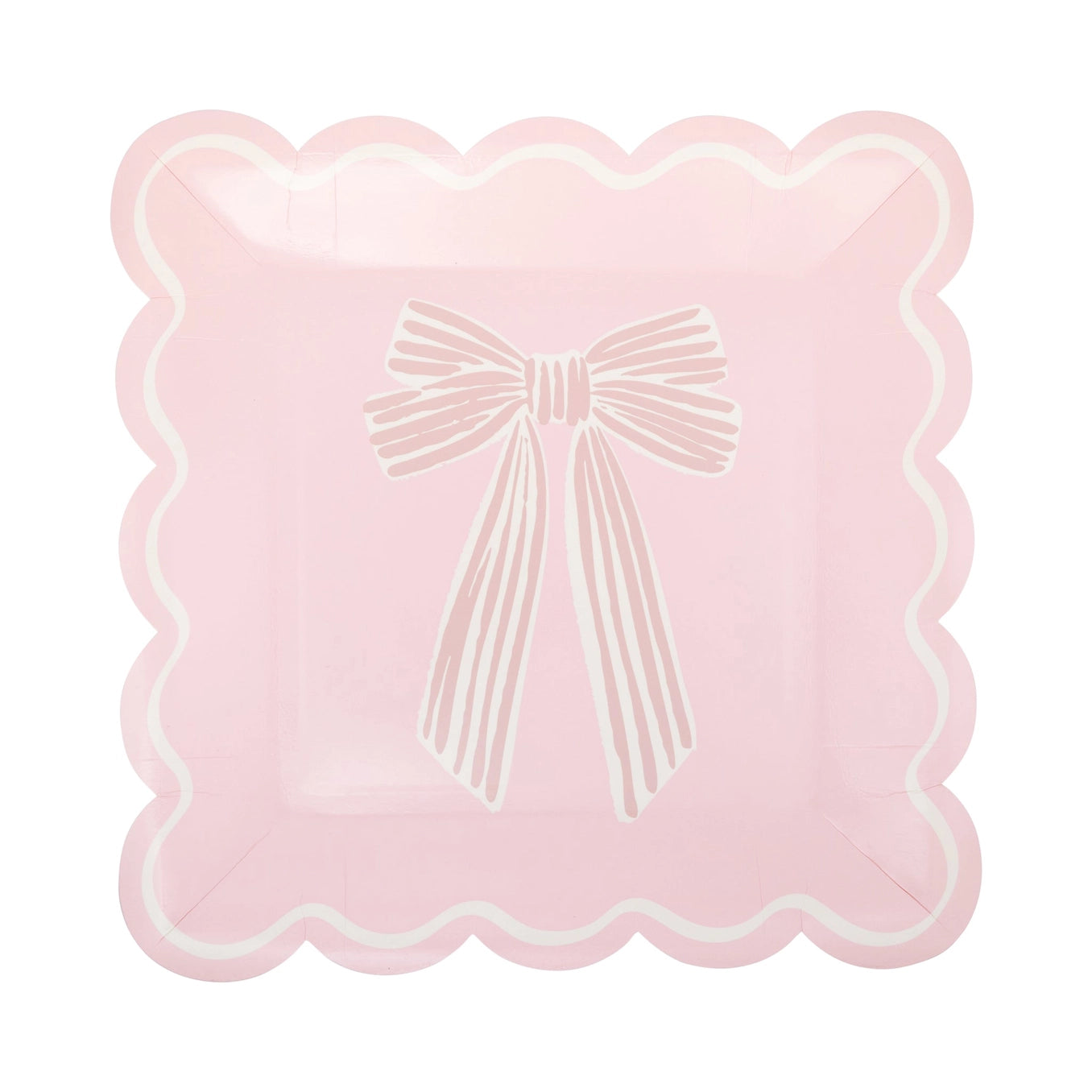 Pink bow paper party plates