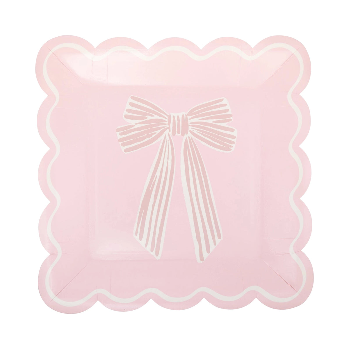 Pink bow paper party plates