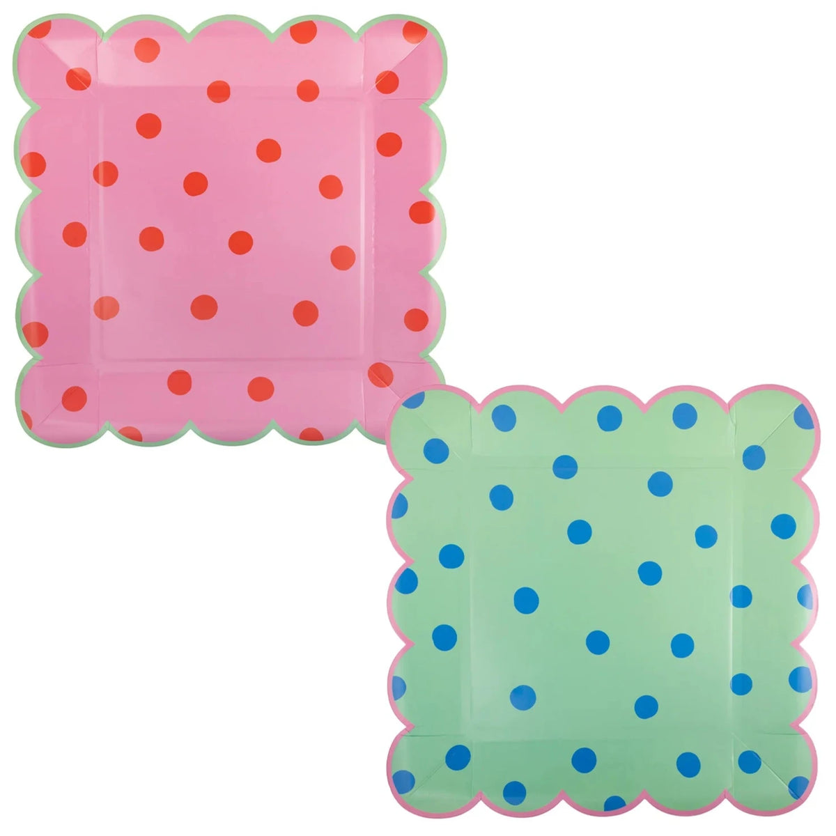 Pink & Green Polka Dot Dinner Plate Set 8ct | The Party Darling