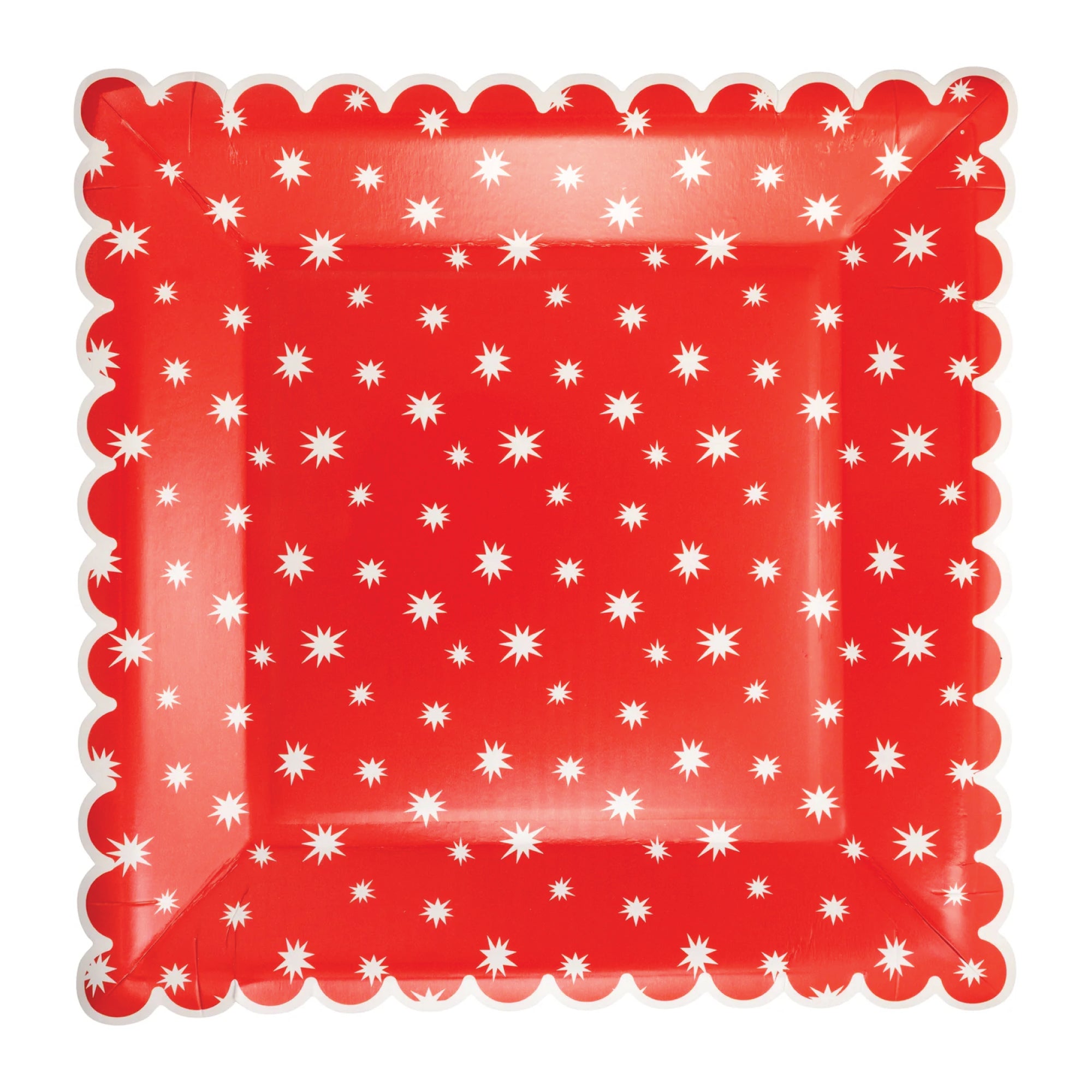 Red & White Stars Scalloped Lunch Plates 8ct | The Party Darling